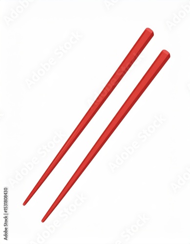 Red chopsticks on a white background with detailed close-up and clean design