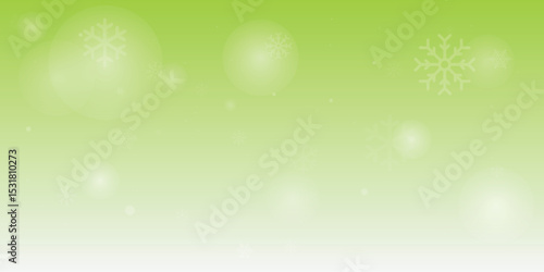 Winter background, snowflakes on a beautiful background, Christmas background for cards, snowfall. Snowy nature landscape, winter with gradient green