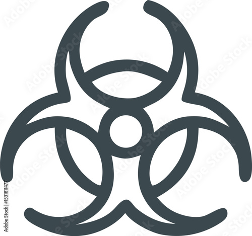 Icon A stylized vector illustration of a biohazard symbol with a minimalist, outlined design on a white background, perfect for warning signs.