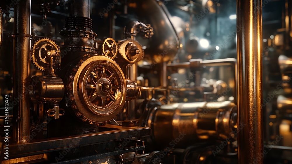 Complex Industrial Machinery Featuring Gears and Pipes Complex Industrial Machinery Featuring Gears and Pipes