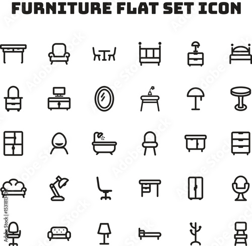 Furniture Set Black Icon