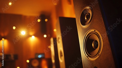Viewing Audio Speakers in a Dimly Lit Room with Warm Lighting