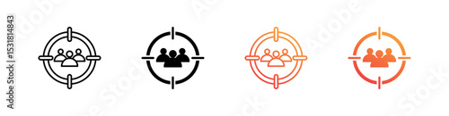 Target Audience Multiple Style Icon Set 