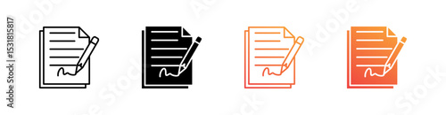 Contract Multiple Style Icon Set 