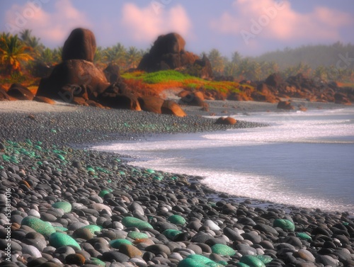 Wallpaper Mural Coastal scene with colorful rocks Torontodigital.ca