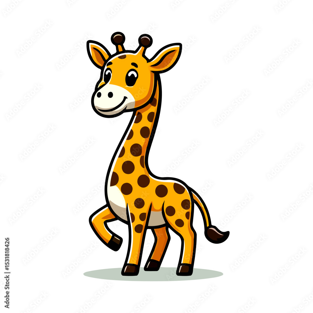 Adorable Baby Giraffe Cartoon Illustration: Perfect for kids' books, greeting cards, and more! Adorable Baby Giraffe Cartoon Illustration: Perfect for kids' books, greeting cards, and more!