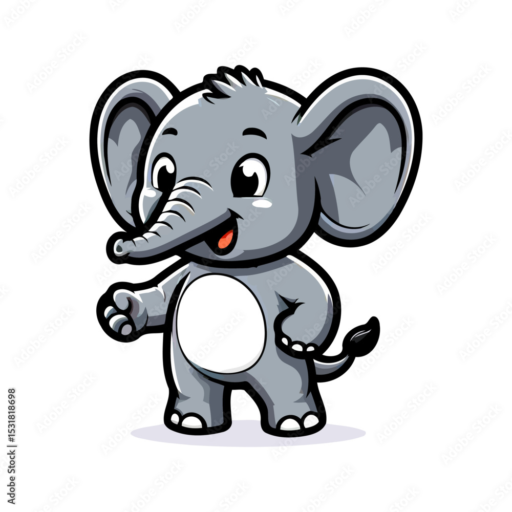 Adorable Baby Elephant Cartoon Illustration: A charming and playful depiction of a young elephant, perfect for children's books or whimsical designs. Adorable Baby Elephant Cartoon Illustration: A charming and playful depiction of a young elephant, perfect for children's books or whimsical designs.