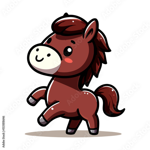 Adorable Brown Pony Cartoon Illustration: A Charming and Playful Equine Character
