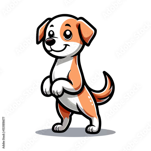 Adorable Puppy Cartoon Illustration: A Cute and Playful Canine Character Design