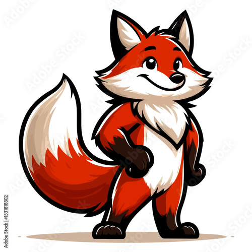 Adorable Cartoon Fox Character Illustration:  A charming and playful digital art design
