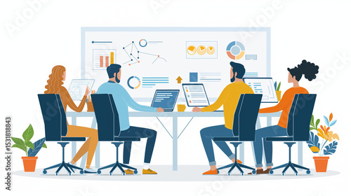 Team Collaborating in Modern Office Environment