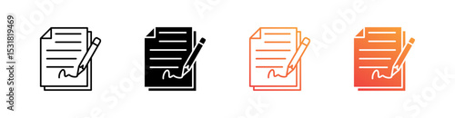 Contract Multiple Style Icon Set 