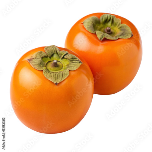 Fresh persimmon fruits set isolated, Persimmon fruit collections isolated