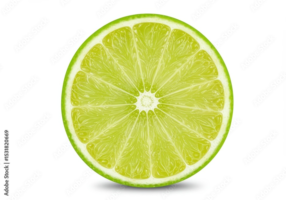 A lime slice is perfectly isolated on white background A lime slice is perfectly isolated on white background