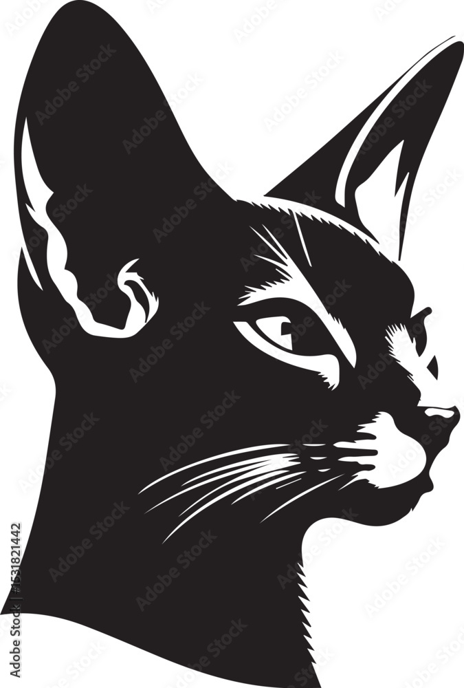 Obraz premium cat head vector, cat head vector illustration, cat head silhouette vector isolated on white background