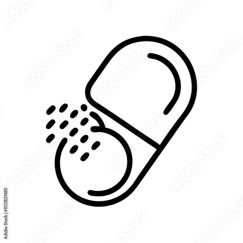 Capsule pill breaking open with powder spilling out  