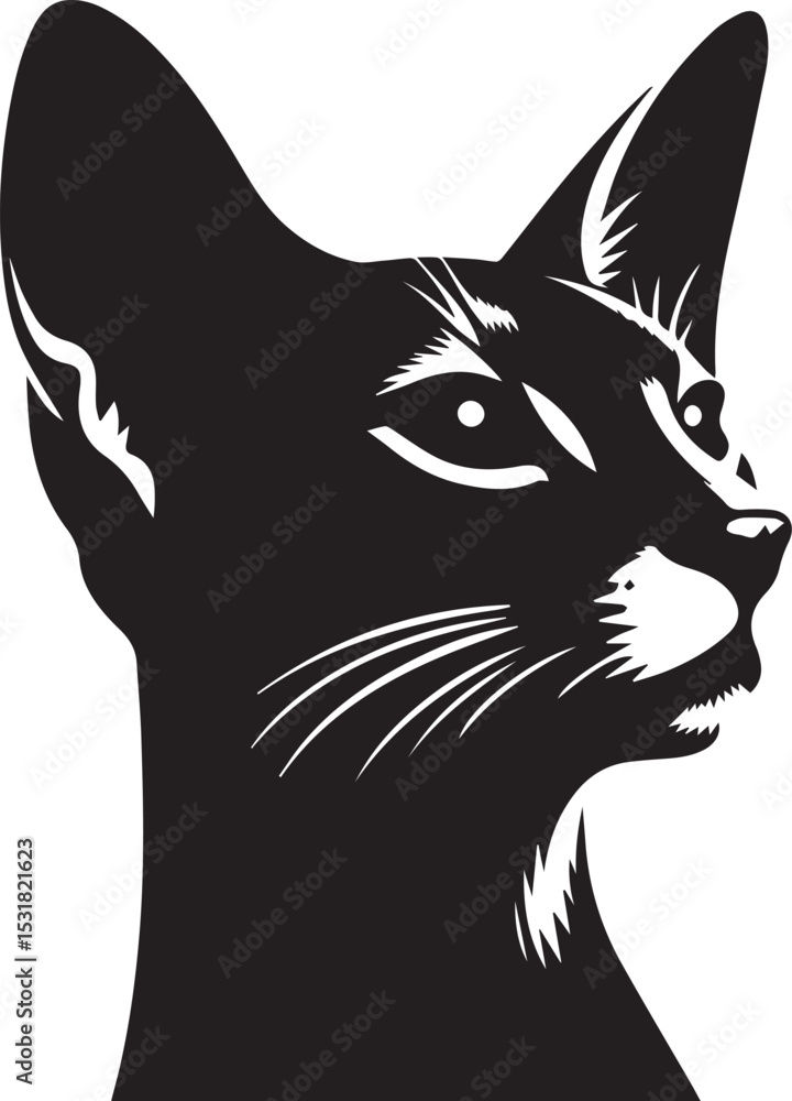 Obraz premium cat head vector, cat head vector illustration, cat head silhouette vector isolated on white background
