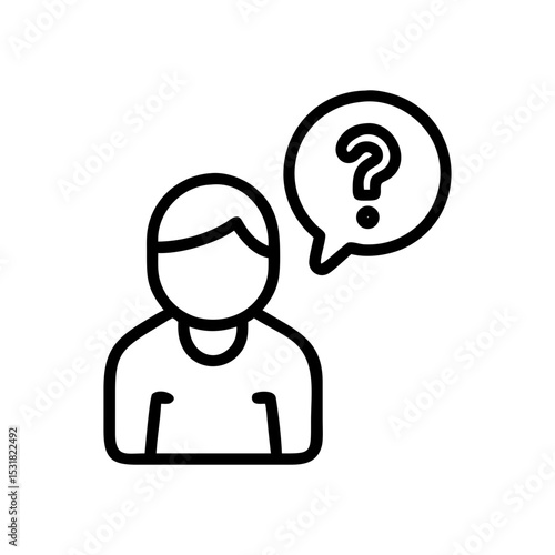 Person with question mark in speech bubble expressing confusion  