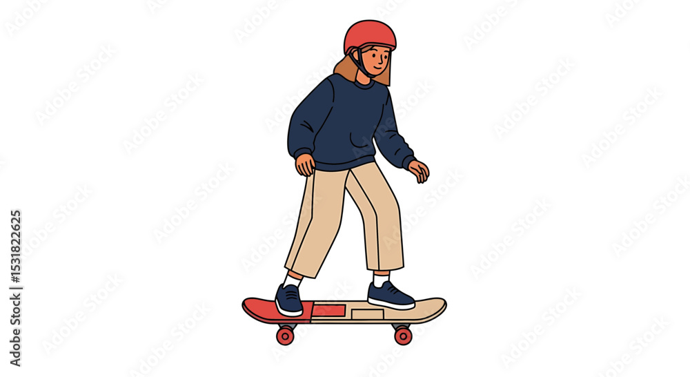 Obraz premium Vector SVG Illustration of Person Skateboarding with Helmet Modern Line Art Design