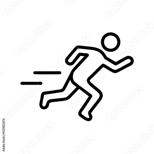 Minimalist line drawing of a person running swiftly  