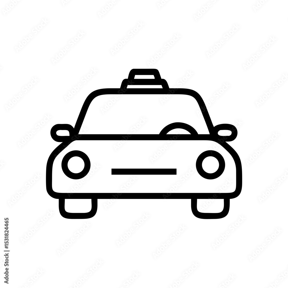 Obraz premium Outline of a taxi car with roof light icon in minimalist design 