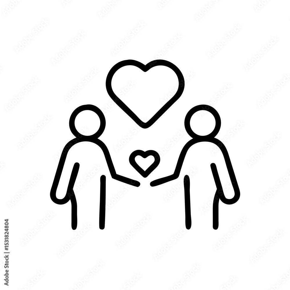 Two people holding hands with hearts symbolizing love Two people holding hands with hearts symbolizing love