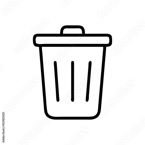 Simple line art of a trash can or waste bin  