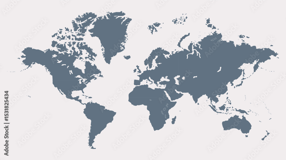 Fototapeta premium A blank world map, world map picture, world map vector image, modern world map, Illustration, eps 10, worldwide, all continents, all countries, worldwide project