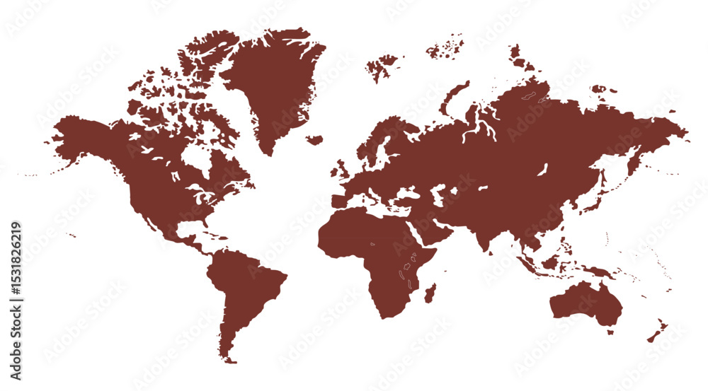 Obraz premium A blank world map, world map picture, world map vector image, modern world map, Illustration, eps 10, worldwide, all continents, all countries, worldwide project