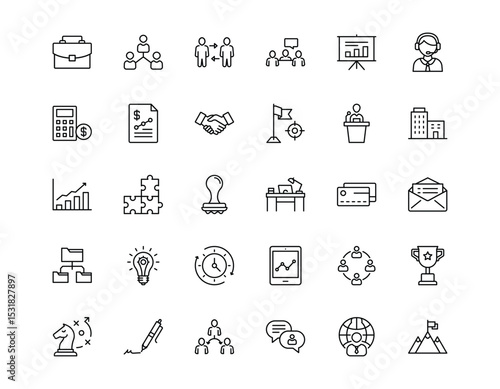 Business People line icons set. Management icon collection. Simple vector illustration 