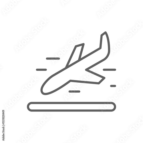 Outline Icon of Aircraft Touchdown Thin Line Editable Stroke Symbol for Runway Arrival or Transportation Use
