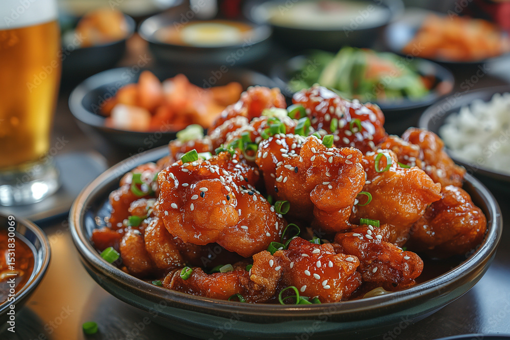 Plate of Glazed Korean Fried Chicken Wings Plate of Glazed Korean Fried Chicken Wings