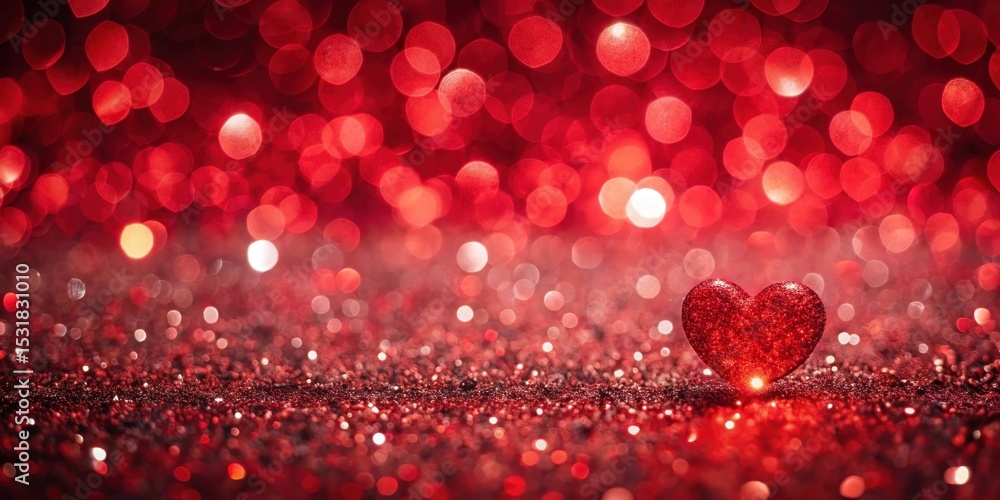 Glittering Red Background with Blurred Heart-Shaped Bokeh Lights Glittering Red Background with Blurred Heart-Shaped Bokeh Lights