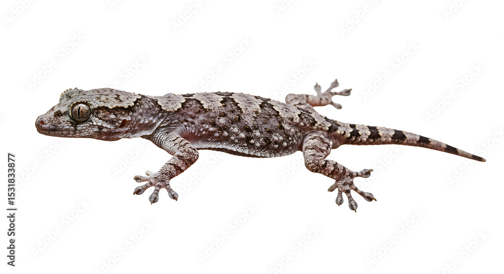 Naklejka premium Detailed Closeup of a GreyishBrown Gecko with Dark Markings