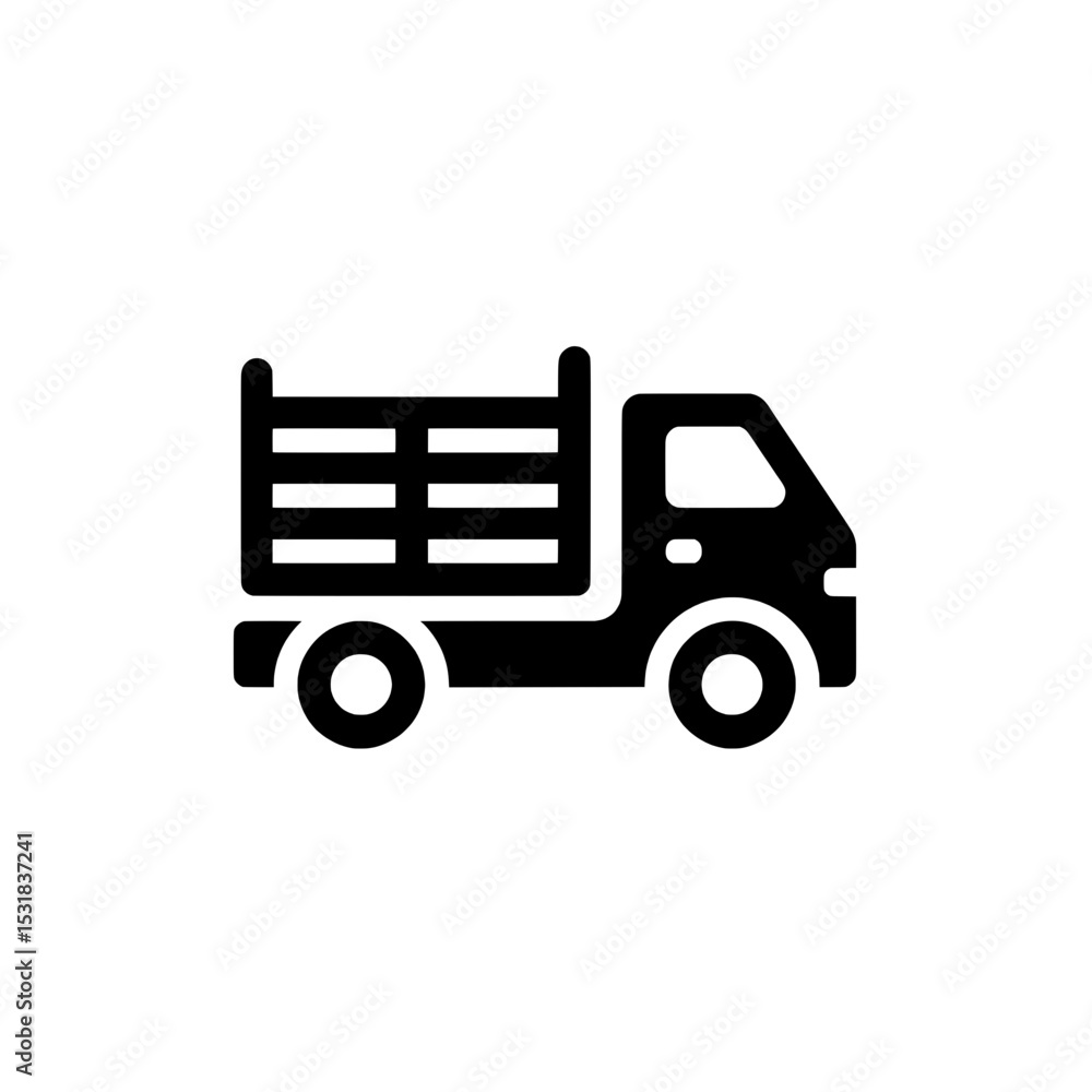 Fototapeta premium Large delivery truck icon with cargo container representing transportation and shipping service