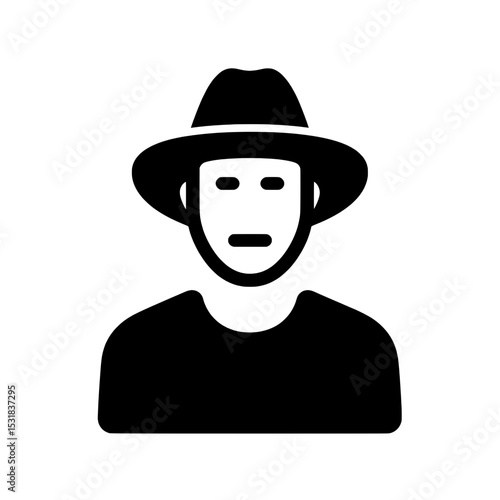 Male farmer avatar icon with facial features and traditional wide hat for farming or agriculture themes
