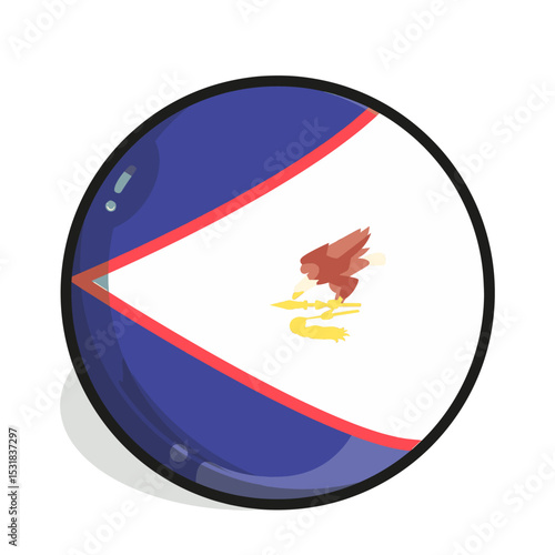 Icon A glossy orb featuring the flag of American Samoa, displaying a brown eagle clutching a war club and fly whisk.