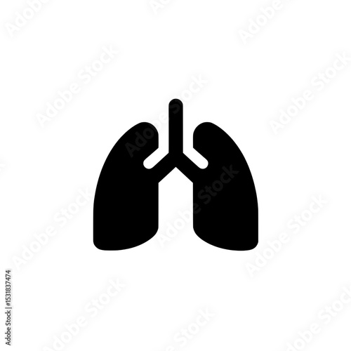 Minimal lung icon showing bronchial pathway for anatomical, medical, or respiratory uses