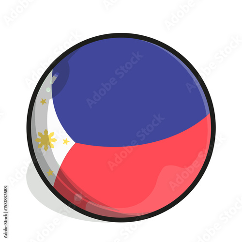 Icon A stylized, circular representation of the Philippine flag, featuring blue, red, and white sections, with stars and a sun symbol. Free Download Icon A stylized, circular representation of the Philippine flag, featuring blue, red, and white sections, with stars and a sun symbol. - GFXLoad
