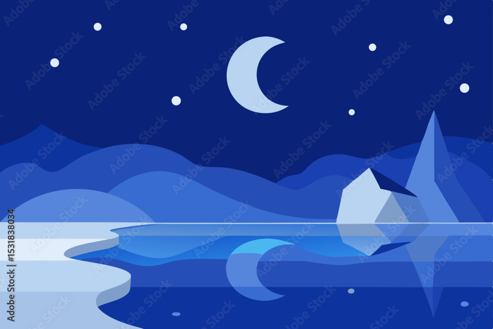 Obraz premium night landscape with moon