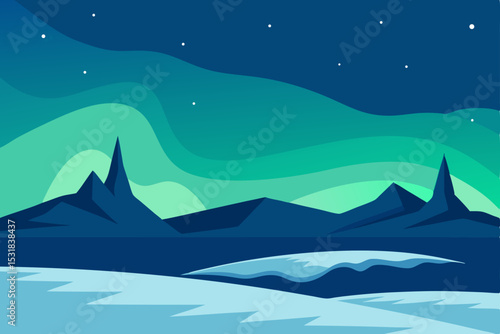 arctic tundra with aurora borealis  .svg