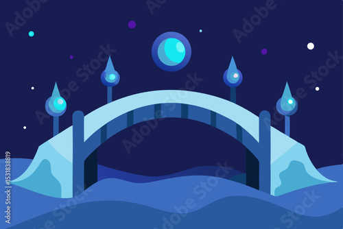 enchanted winter bridge with glowing runes  .svg