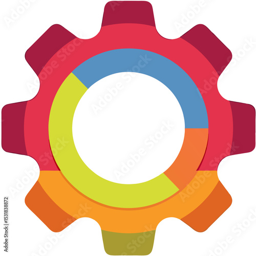 Vector SVG Icon of Gear with Colorful Circle Segments Flat Design Style