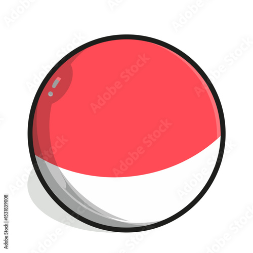 Icon A cartoonish sphere is divided horizontally, the top half is red, the bottom half is white, with a black outline and a soft, gray shadow. Free Download Icon A cartoonish sphere is divided horizontally, the top half is red, the bottom half is white, with a black outline and a soft, gray shadow. - GFXLoad