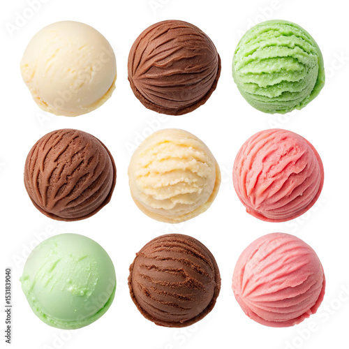 Ice cream scoops isolated, and Scoops ball collections