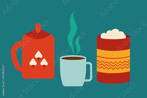 hot drinks  marshmallows  and knitwear pattern  .svg