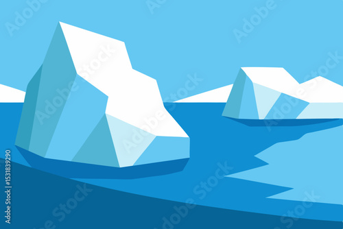 ice floes drifting near glacier walls   .svg