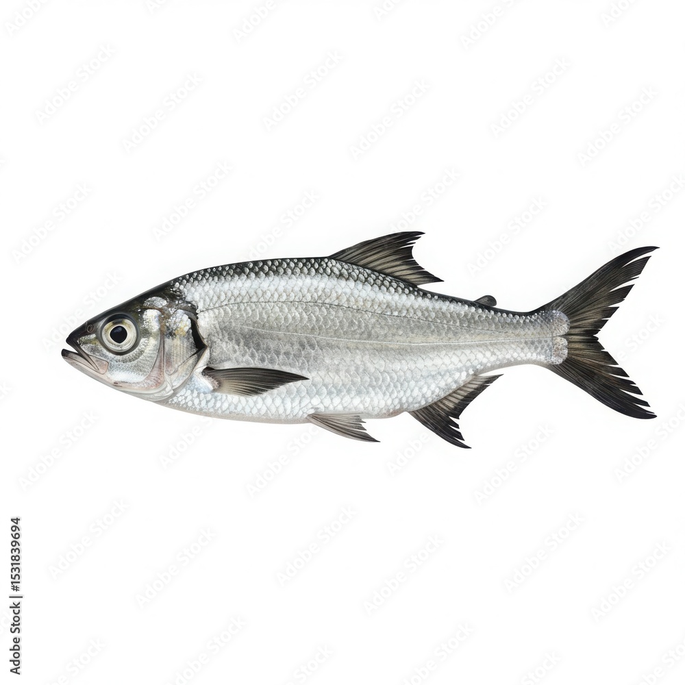 Obraz premium American shad isolated on white background for educational and culinary purposes.