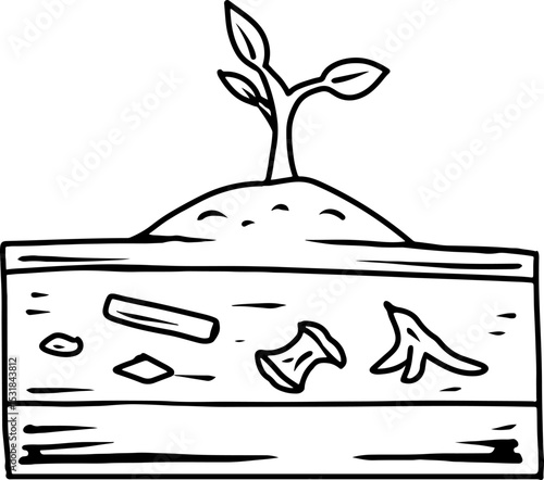 Plant Growing in Composted Soil Layers