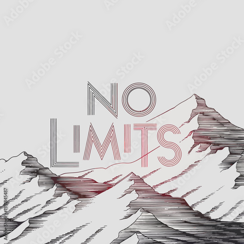 No limits mountain adventure graphic design for motivation and inspiration exploration and success art ,Vector art
